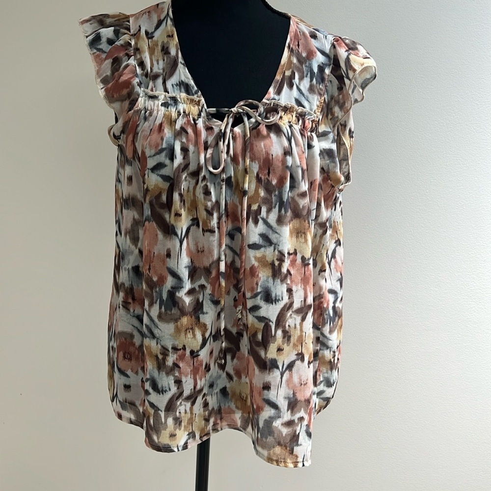 Kylie Paige sheer print top sz‎ L large